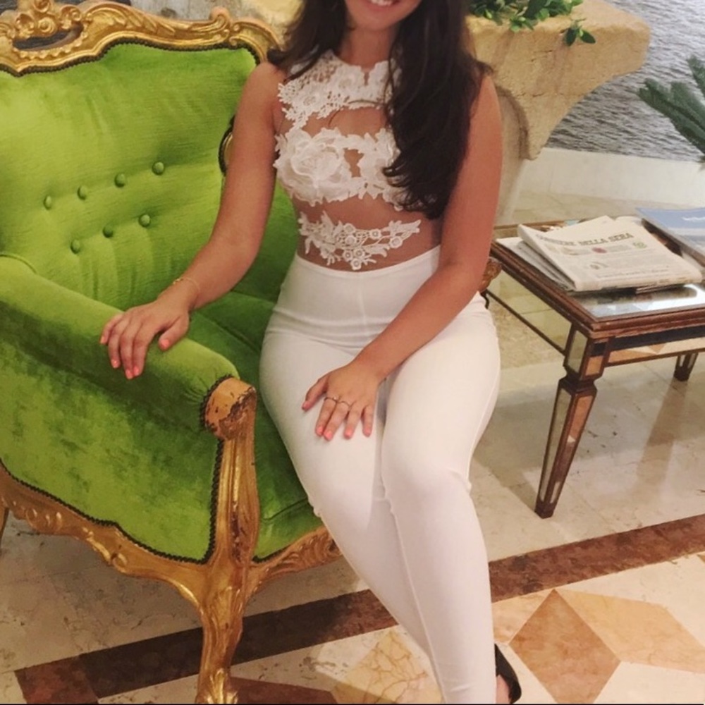 White Mesh & Crochet Jumpsuit